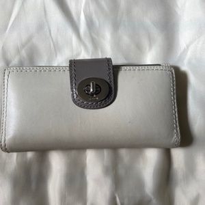 Coach Cream and Grey Checkbook Wallet